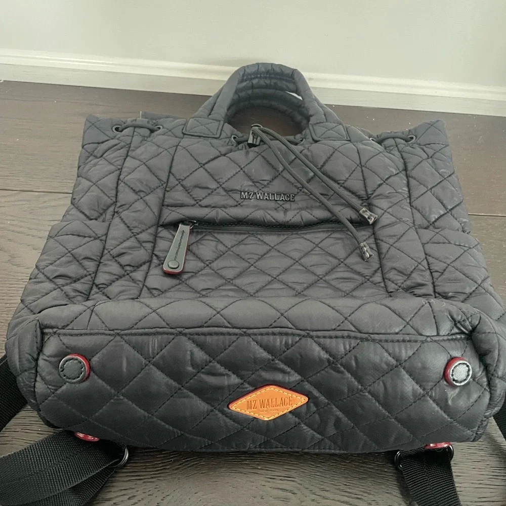 MZ Wallace Black Quilted convertible Tote-Backpack - Picture 4 of 7